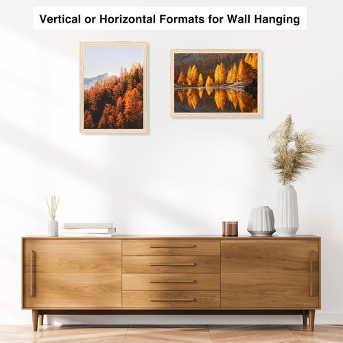 JCJMY 11x14 Picture Frame - Versatile Wall Mounting for Horizontal or Vertical Display | Shatter-Resistant Plexiglass, Natural Finish