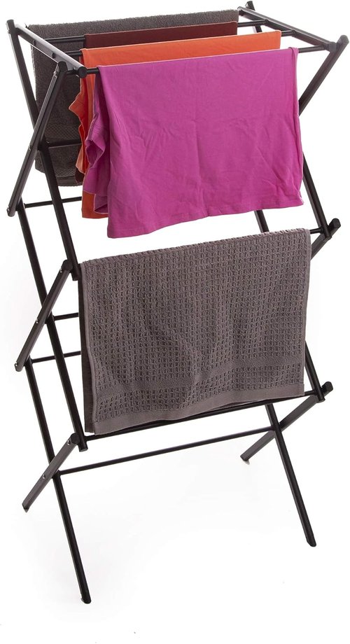 BINO 3-Tier Collapsible Drying Rack - Black | Foldable & Portable Indoor/Outdoor Clothes Dryer