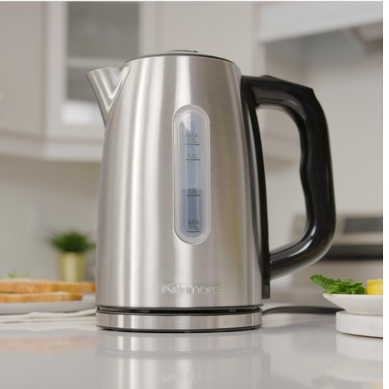 Kenmore Digital Cordless Kettle1.7 L/1.8 Quarts Capacity, Stainless Steel Electric Kettle with Digital Temperature Control, Concealed Heating Element, and Keep Warm Mode, Silver, Standard