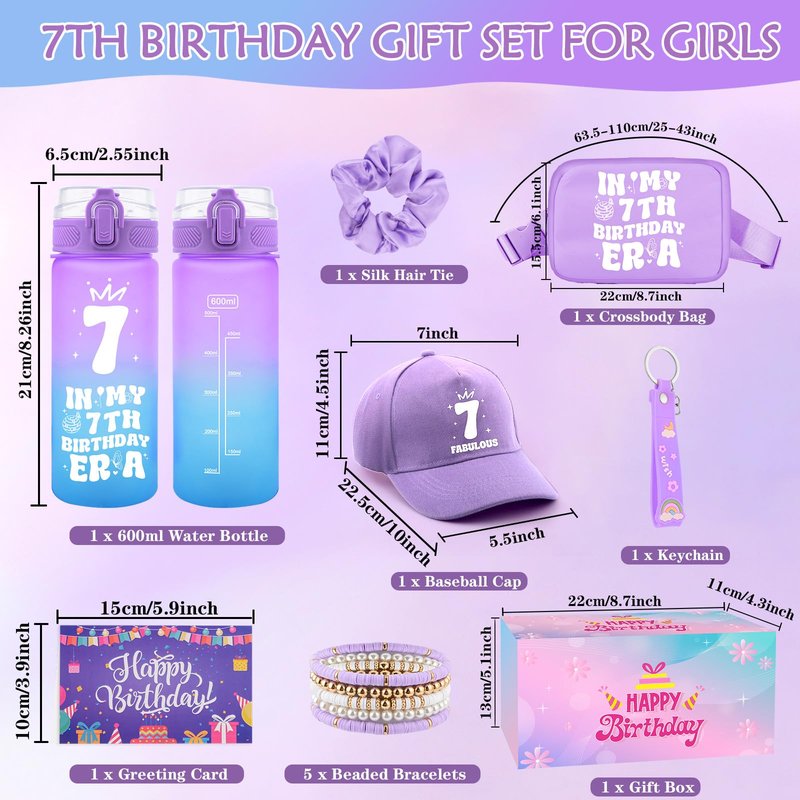 TOUPONS 7th Birthday Gifts for Girls, Best 7 Year Old Girl Birthday Gifts, Gift Ideas for Girl Age 7, Popular 7 Year Old Girls Christmas Easter Present, Happy 7th Birthday Decortaions for Her