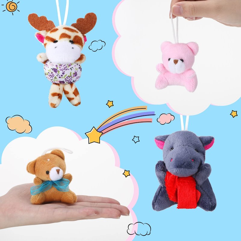Zhanmai 100 Pcs Mini Plush Ocean Animals Keychain Bulk Sea Stuffed Animals Party Favors for Kids Easter Egg Fillers Valentines Gifts Birthday Goodie Bags Classroom Prizes Carnival Gifts Filler