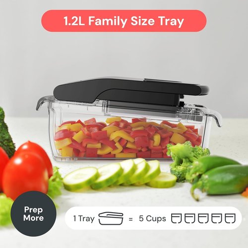 Fullstar Pro Chopper - 4-in-1 Vegetable Chopper & Spiralizer with Container | Clear Kitchen Essential
