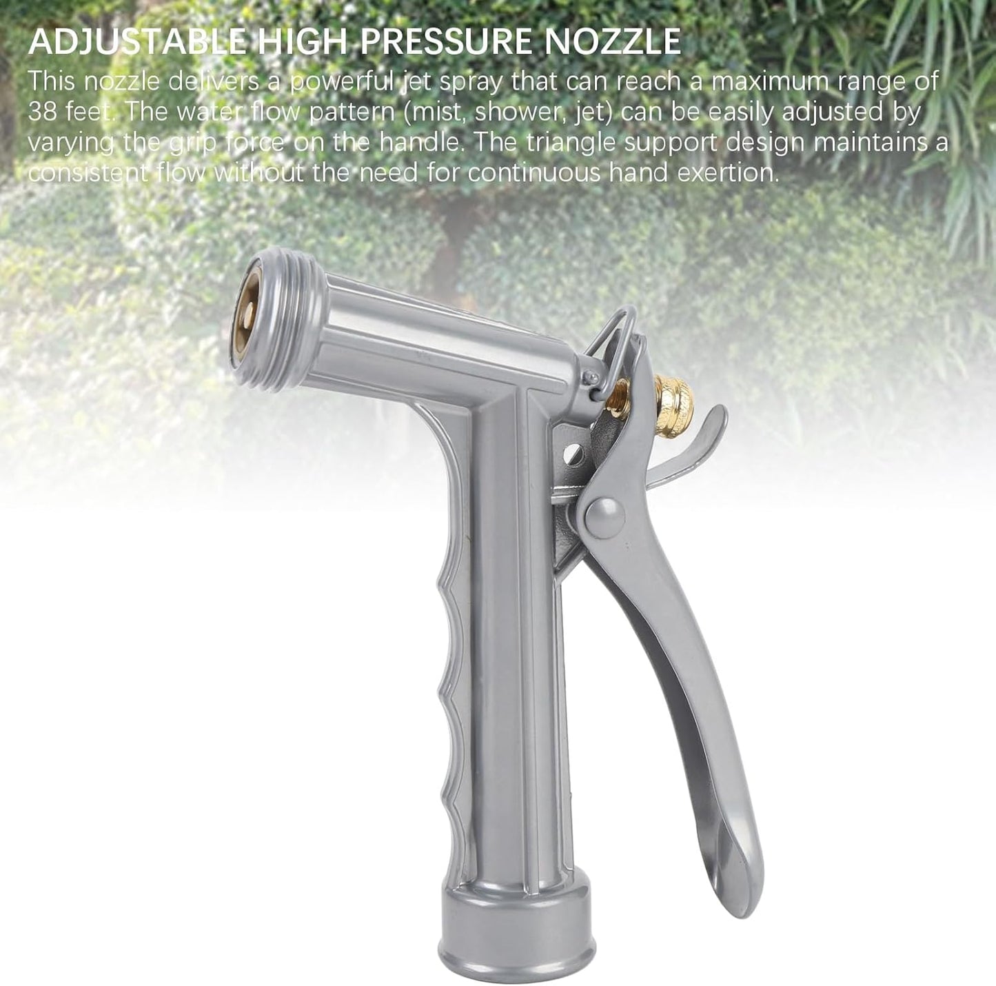 Skiennix Heavy Duty Metal Garden Hose Nozzle - Adjustable Spray Patterns for Lawn, Car & Pet Care