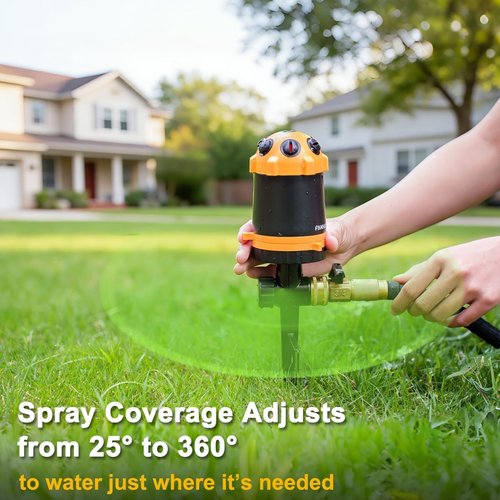 FANHAO Gear Drive Lawn Sprinkler - Heavy Duty 6-Pattern Irrigation System for Large Yards & Gardens