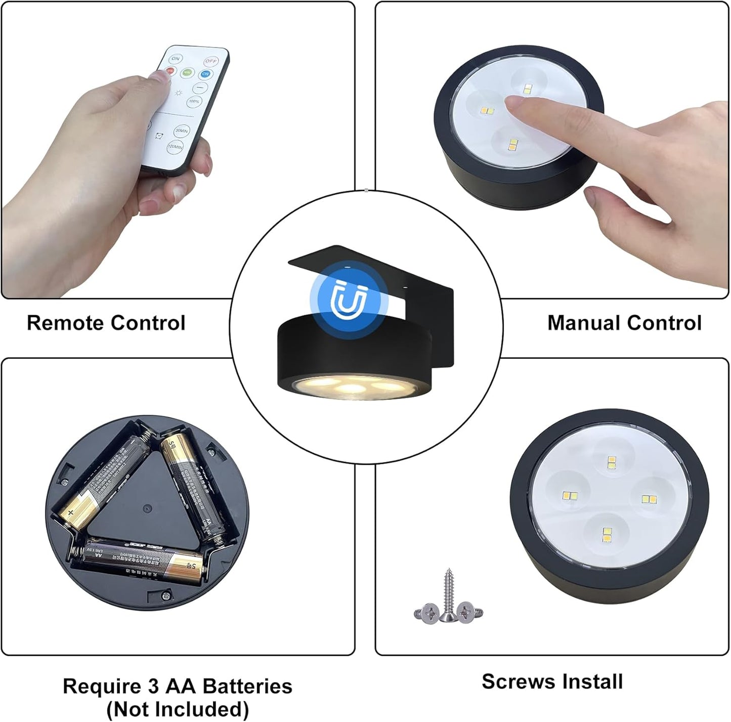 Skiennix 6-Pack Battery Operated Picture Lights - Magnetic, Remote-Controlled, Dimmable Art Display | Ideal for Portraits & Frames