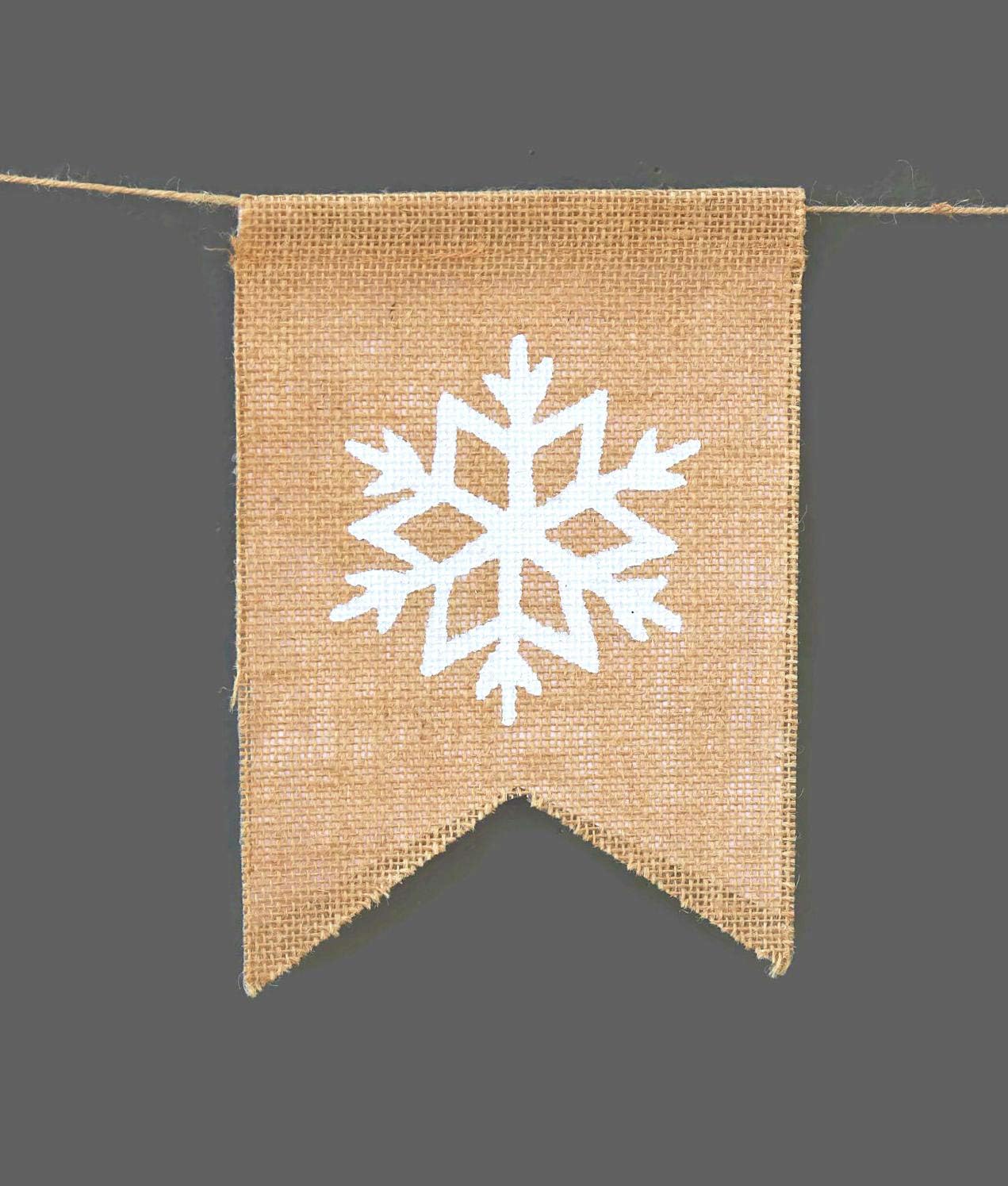 Be Merry Burlap Christmas Banner - Snowflake Garland Holiday Bunting for Home & Outdoor Decor