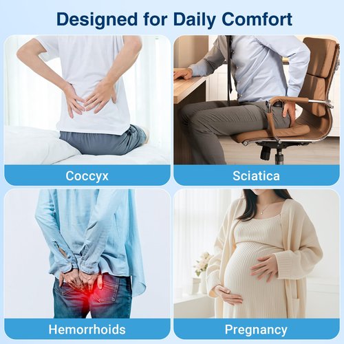CushZone Donut Pillow Seat Cushion for Postpartum Pregnancy, Large Ergonomic Chair Seat Cushions, Office Chair Cushion, Breathable Hemorrhoid Pillow, Lifting Chair Pads for After Surgery(Black)