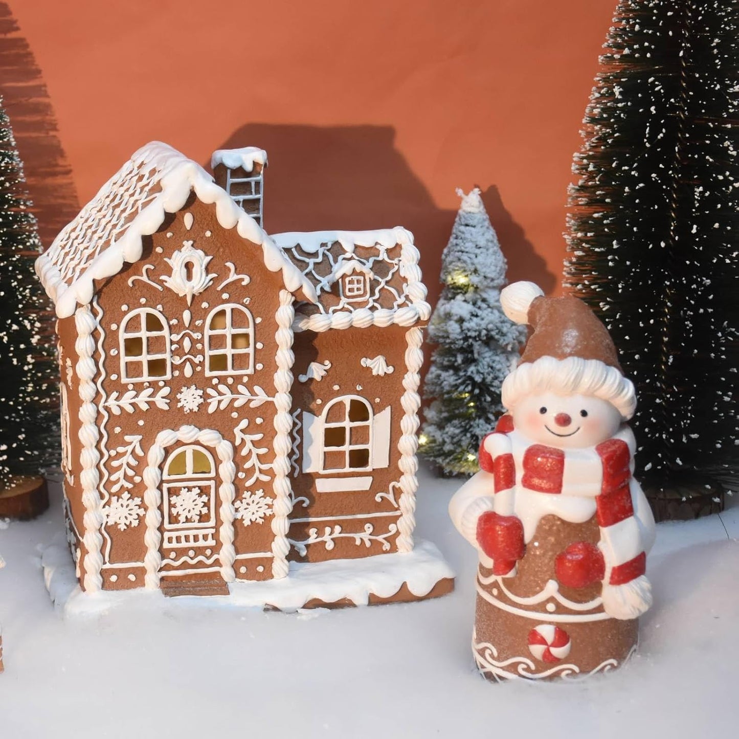 Sheaifun Gingerbread House Decor - LED Lighted Indoor Christmas Decoration | 9 x 5 x 10.2 Inch