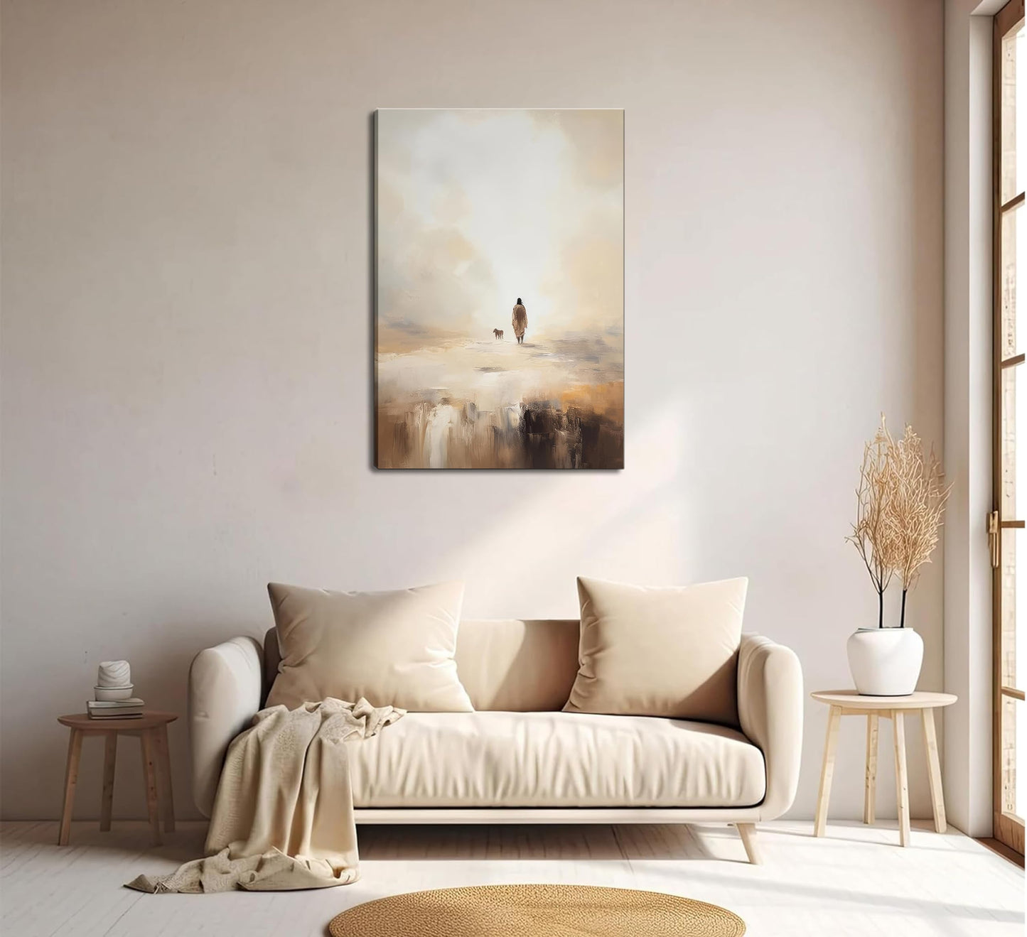 Christian Canvas Wall Art Jesus Leaves The 99 Sheep Bible Parable Story Lost Sheep Religion Painting Picture Wall Decor Poster Print for Living room Bedroom Office Home Decoration