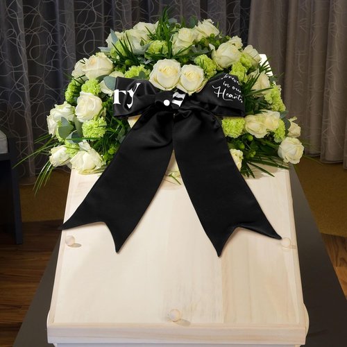 Fanfanwin Funeral Sash - Memorial Ribbon for Casket or Wreath | 58x4'' Black, In Loving Memory