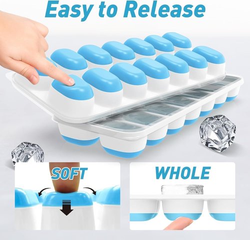 ChefAide Ice Cube Tray - Durable Stackable 4-Pack with Easy-Release Lids | Perfect for Cocktails & Coffee