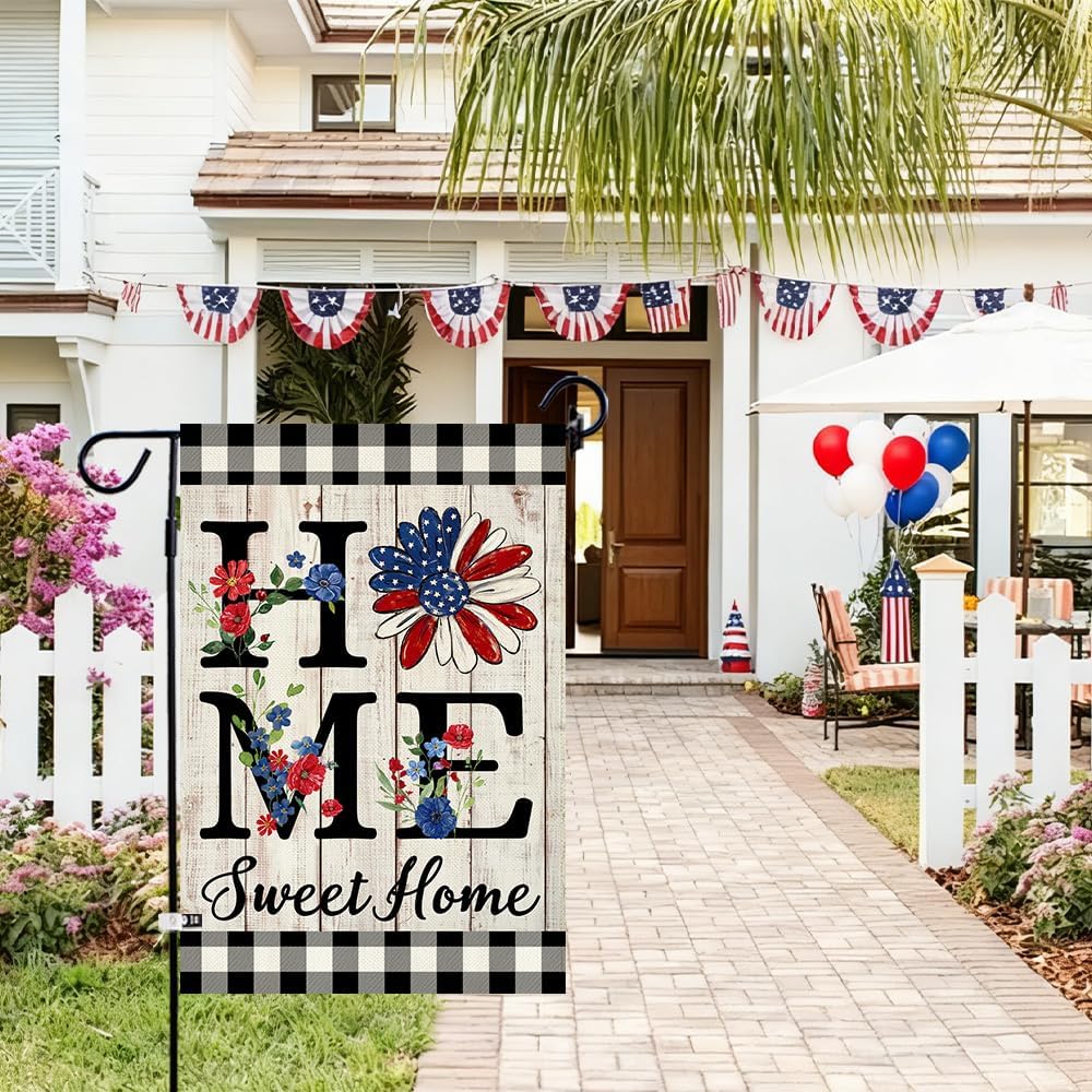 ORTIGIA Patriotic Garden Flag - Double-Sided Burlap Design for Independence Day | 12.5x18 Inch Outdoor Decor