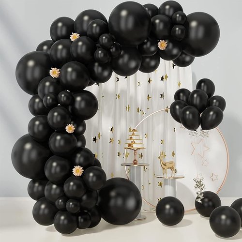 EMART 100pcs Black Balloons - 12 Inch Latex Helium Quality for Birthday, Baby Shower, Wedding & Holiday Decor
