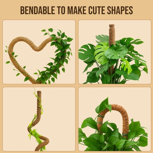 Craft911 Moss Pole Monstera Plant Support - 2 Pack 28” Bendable Stakes for Indoor Climbing Plants