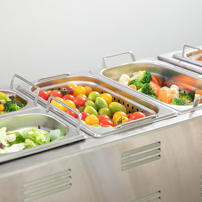 Restaurantware One Third (1/3rd) Perforated Steam Table Pan - 2.5" Deep - Collapsible Handles - Anti Jam - Commercial Grade Stainless Steel - 1ct Box - Met Lux