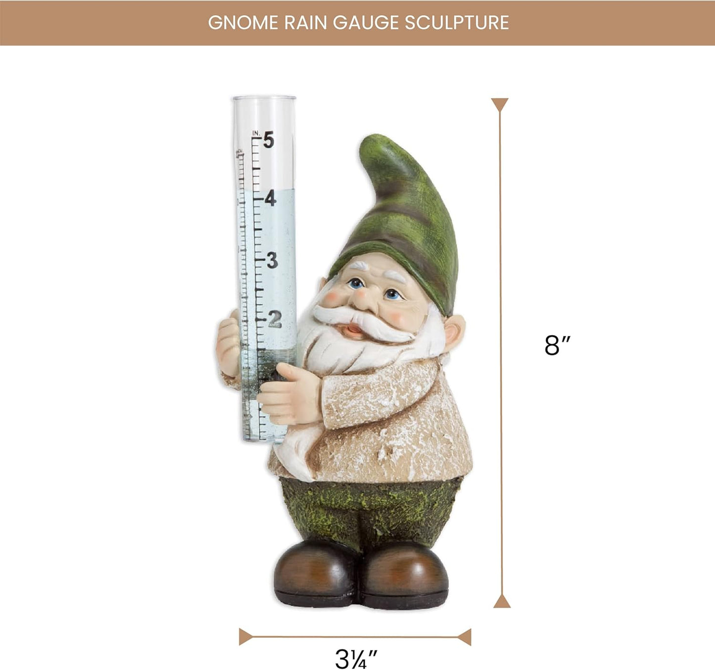 Hand-Painted Gnome Rain Gauge Sculpture - Weather-Resistant Garden Décor for Lawn & Patio