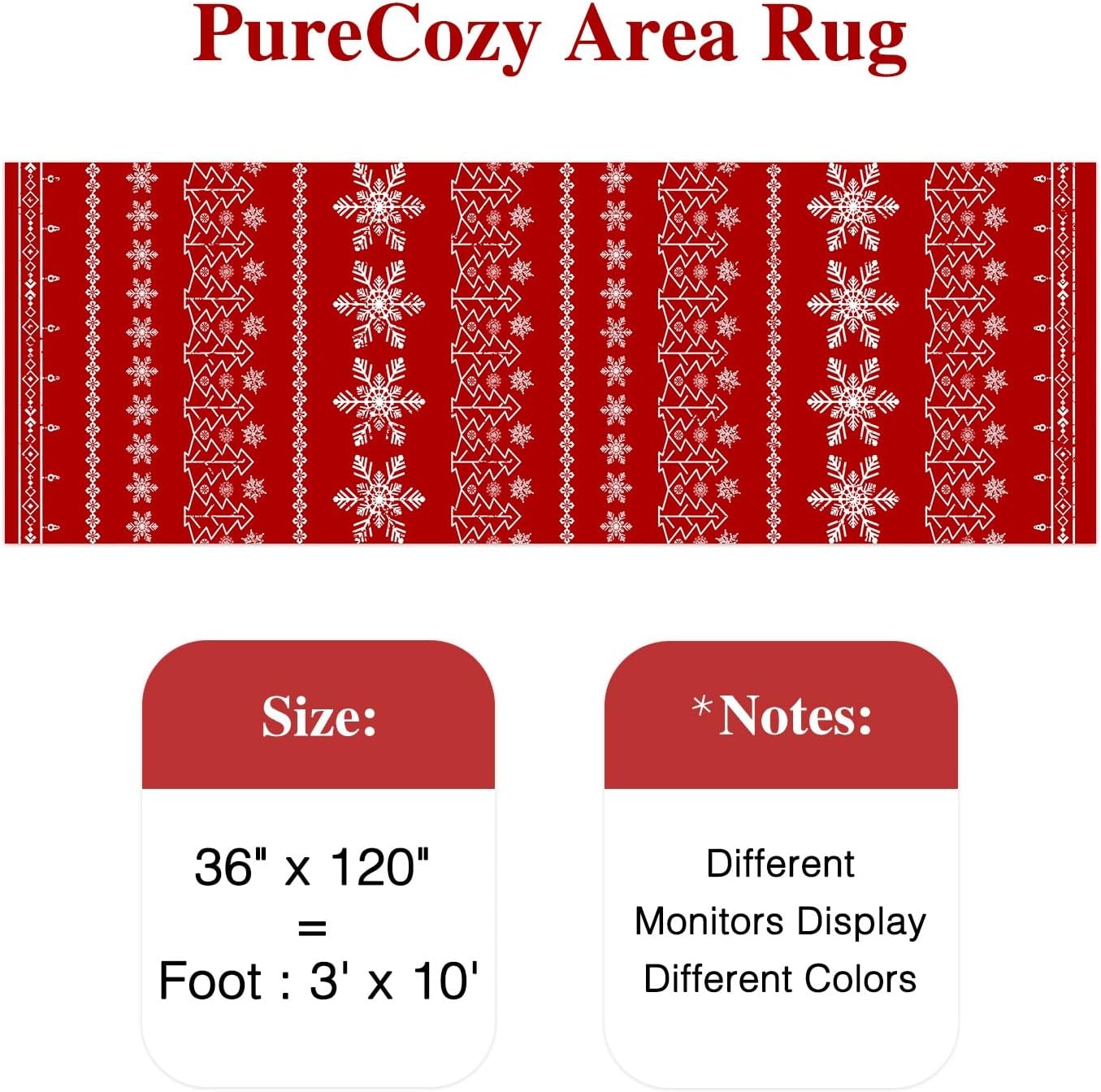 Christmas Runner Rug 3x10 Red Washable Carpet Xmas Snowflake Holiday Decor Kitchen Non Slip Soft Low Pile Long Carpet Indoor Throw Rug Laundry Room Living Room Bedroom Dining Room