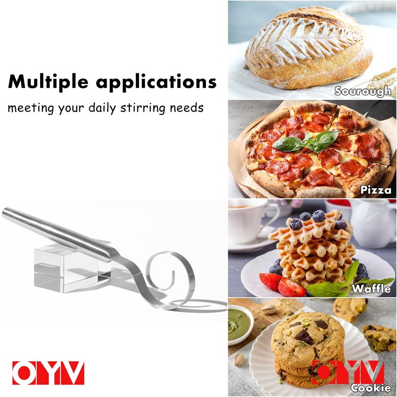 OYV 12-Inch Seamless Dough Whisk, 18/10 Stainless Steel Bread Whisk, Danish Whisk for Sourdough, Pizza, Cookies, Pancake & Waffle, Easy to Clean Sour Dough Tools