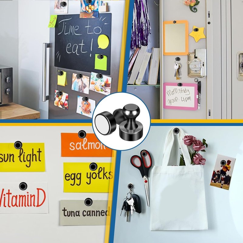 LOVIMAG Fridge Magnets 18Pcs Refrigerator Whiteboard Small Strong Magnet Classroom Kitchen Accessories Decorative Locker Set Decor Must Haves Office Calendar Refrigerador Magnetic Cute Crafts Black
