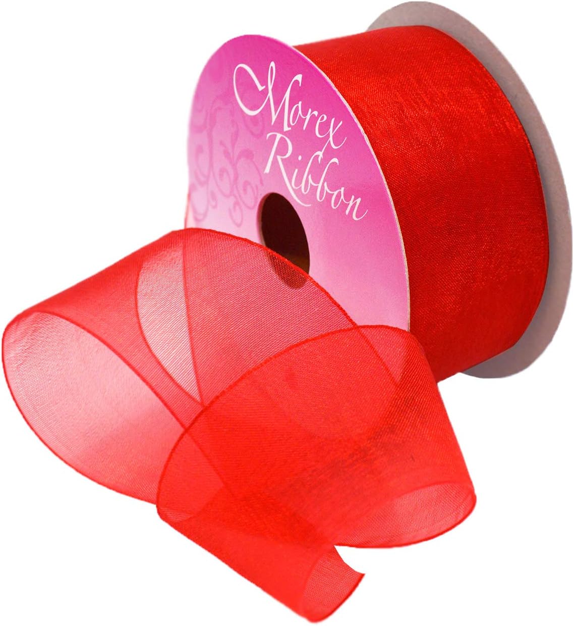 Red Organdy Nylon Ribbon - 5/8 Inch x 100 Yards | Morex 91803/100-609