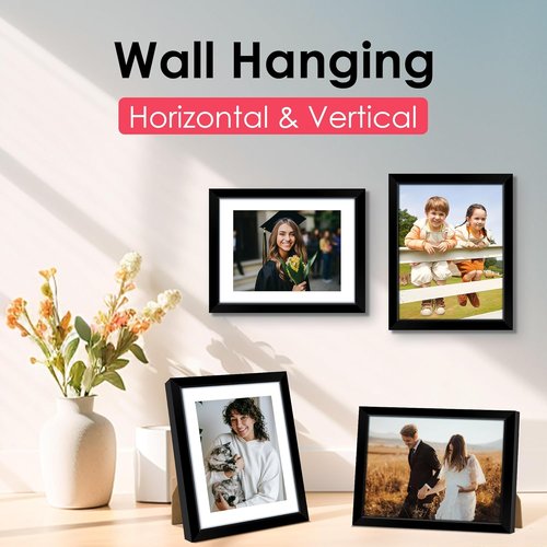 FIXSMITH 8.5x11 Black Picture Frame - HD Plexiglass for 6x8 or 8.5x11 Photos | 2 Pack for Tabletop or Wall Display