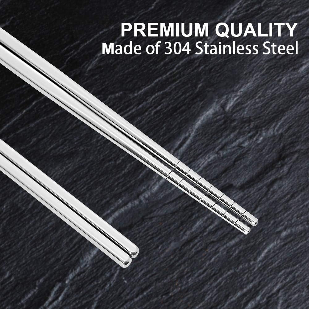 Skiennix Stainless Steel Chopsticks - Reusable Multicolor Set of 5 | Lightweight & Dishwasher Safe