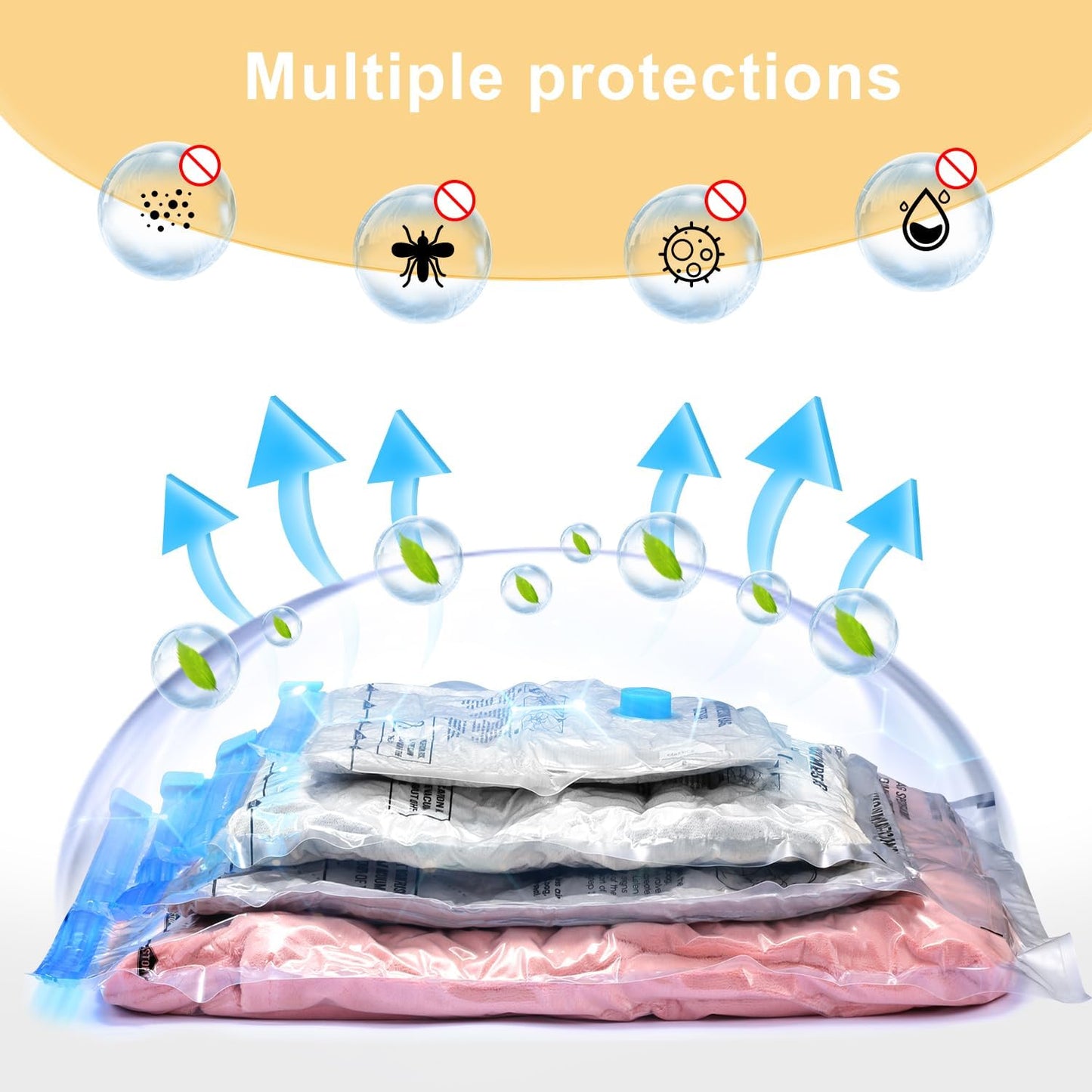 UPGOGO Vacuum Travel Bags - 6 Pack Space Saver Storage for Clothing, Blankets & Pillows
