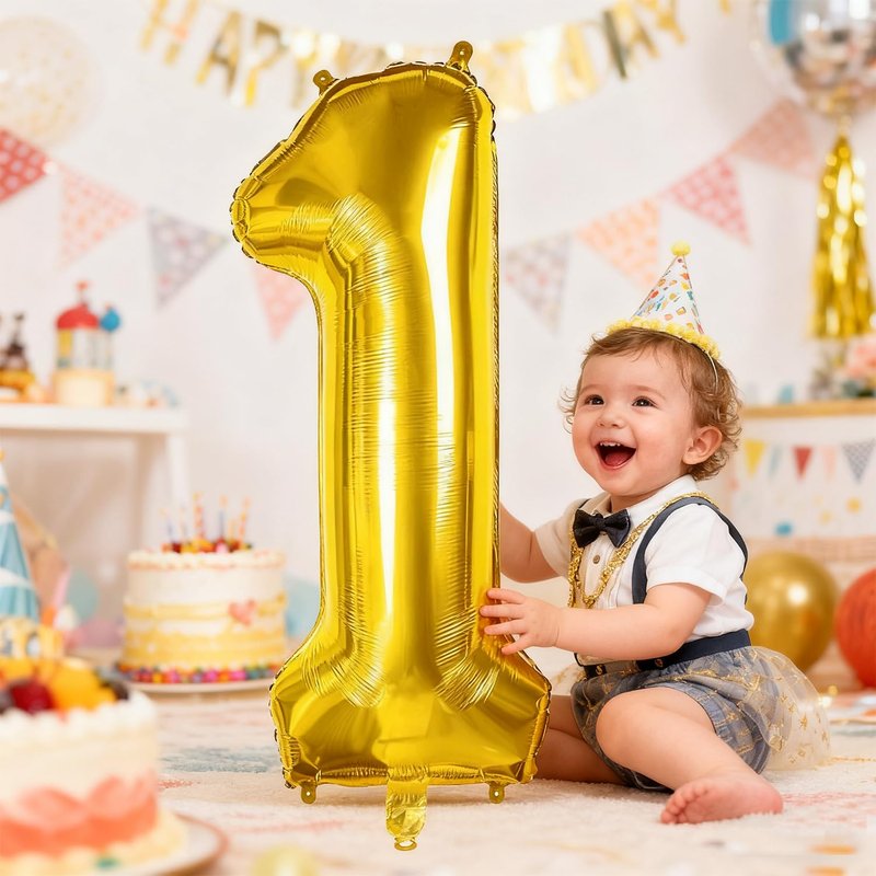 Smlpuame 40 inch Number Balloon 0-9 Gold Large Number 1 Balloons,Digital Balloons for Birthday Party Celebration Decorations Supplies, Helium Foil Number Balloons for Wedding Anniversary