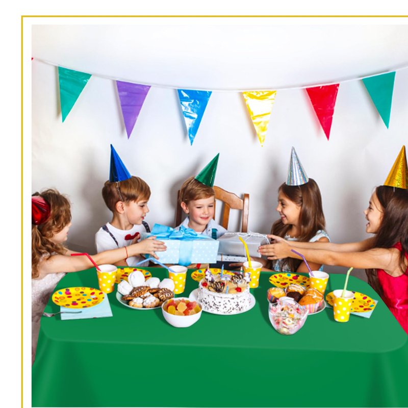 tujol Green 6 Pack Plastic Table Cloth 54" x 108", Disposable Tablecloths Rectangle Table Cover, Plastic Tablecloth for Parties