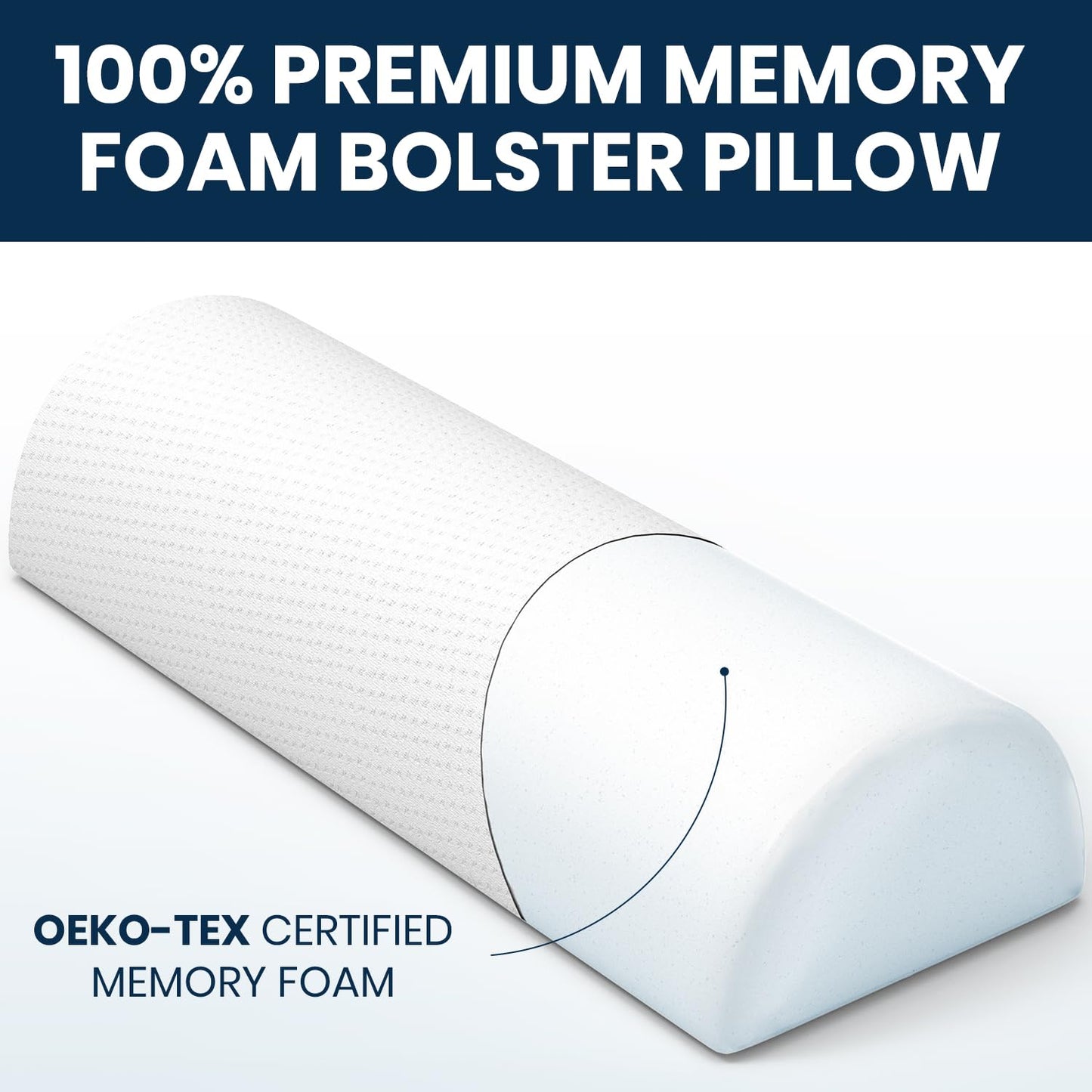 Everlasting Comfort Knee Pillow for Back Sleeping, Comfortable Pure Memory Foam Half Moon Bolster Pillow for Legs - Under Knee Pillow for Sleeping on Back, Leg Pillow for Back Pain