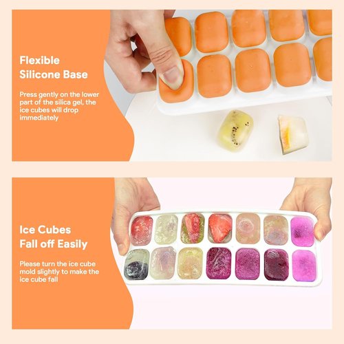 Airabc Silicone Ice Cube Trays - Easy-Release 14-Cube Design | BPA-Free & Stackable with Removable Lid