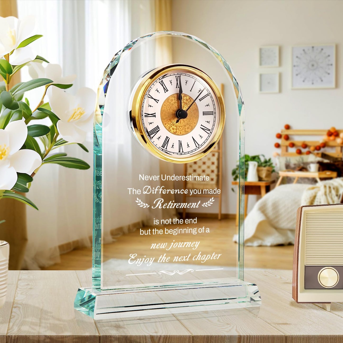 Retirement Gift for Woman & Men - Quartz Desk Clock 2025 Happy Christmas Retirement Gifts for Retired Friends Coworker, Boss, Leader, Employee Leaving Going Away Gift (Enjoy the Next Chapter)