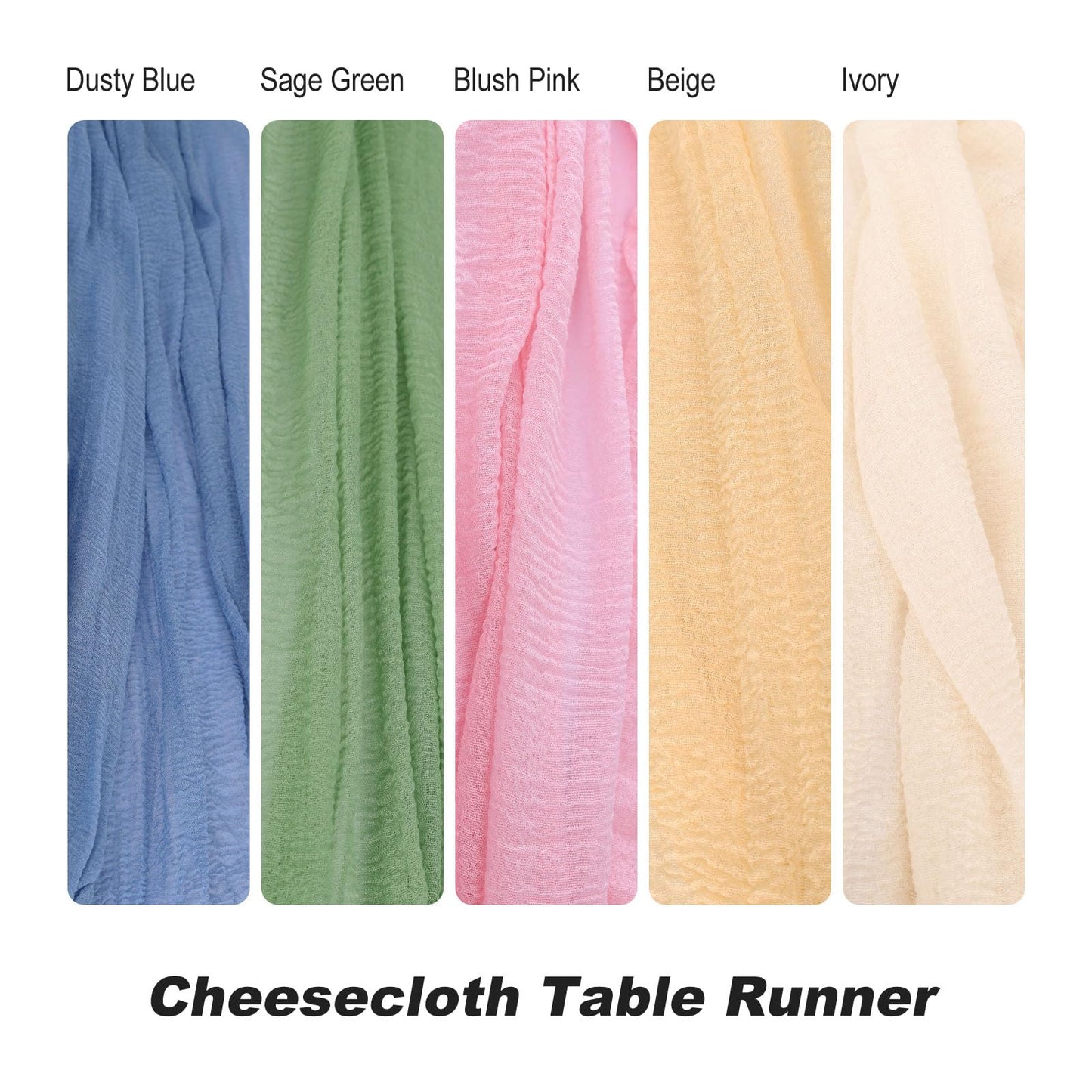 10ft Cheesecloth Table Runner, 1 Pack 120-Inch Boho Bubble Gauze Table Runner, Ivory Rustic Sheer Fabric for Wedding, Bridal Baby Shower, Spring Party Table Decor