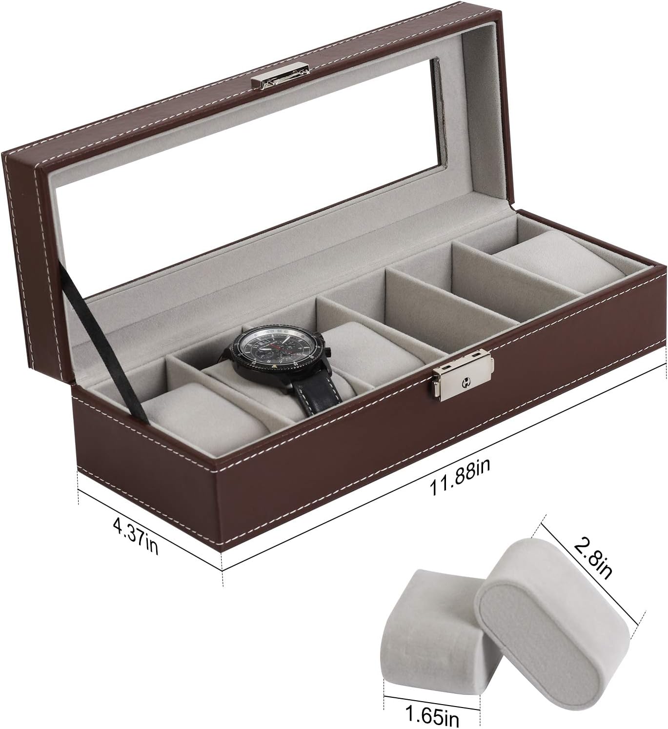 Men's Black 6-Slot Watch Box Organizer | Elegant Display & Storage Case