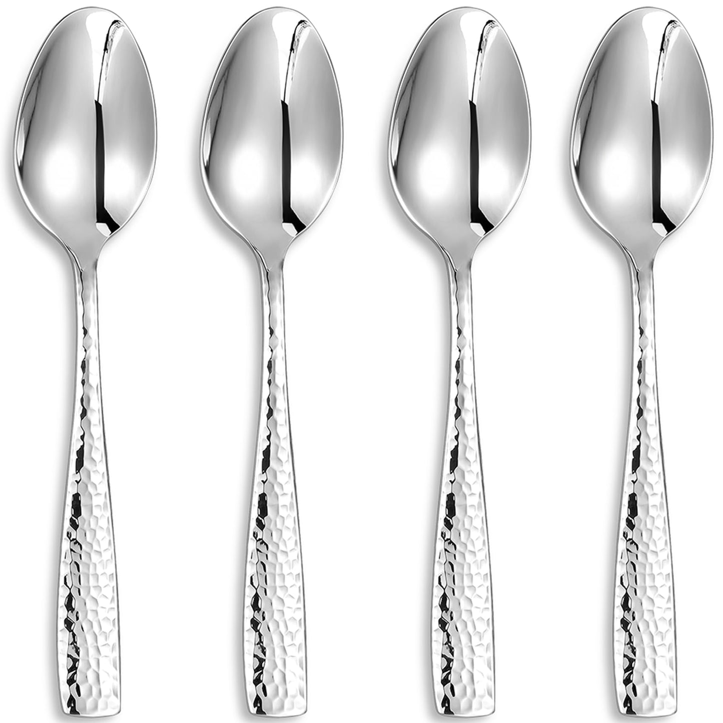 KEAWELL Premium 4-Piece Louis Hammered Spoons Set, 18/10 Stainless Steel, Set of 4, Fine Spoon Set with Squared Edge, Dishwasher Safe (7.6" Dinner Spoon)