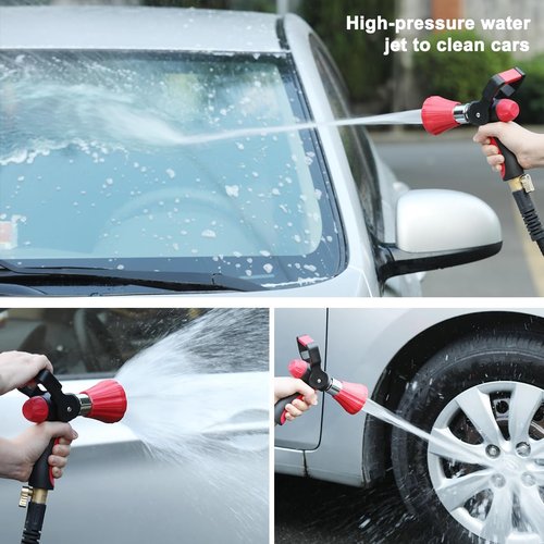 FANHAO Heavy Duty Metal Garden Hose Nozzle - Adjustable High Pressure Spray with Ergonomic Grip