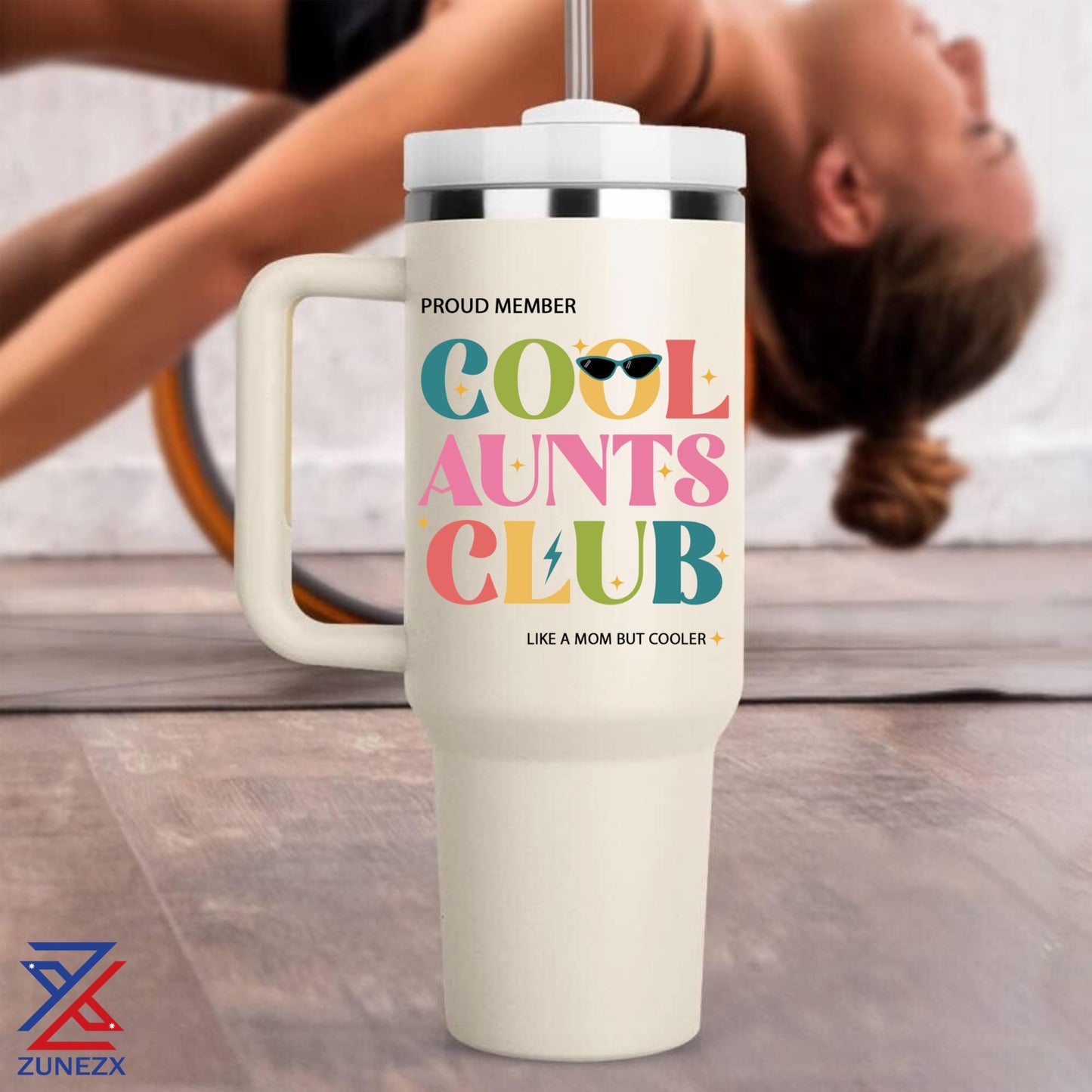ZUNEZX Cool Aunt Club Tumbler 40oz - Promoted To Aunt Gift Idea - Auntie Christmas Gift From Nephew Niece - Best Aunt Ever Present - Cool For New Auntie Gift, Bonus Aunt - Mother Day Birthday Gifts