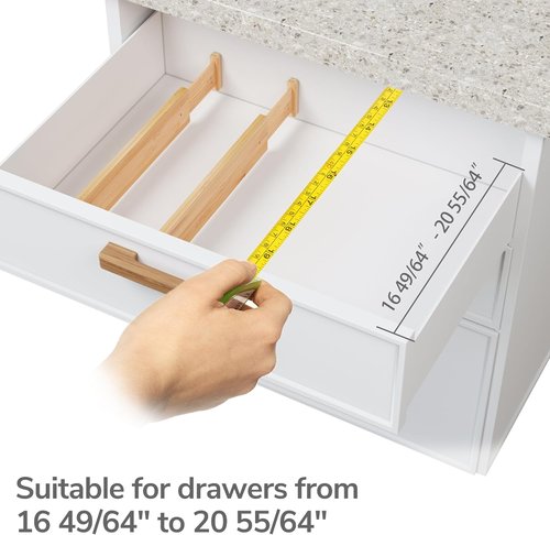 BAMEOS Bamboo Drawer Dividers - Versatile Kitchen & Home Organization | 4-Pack Set