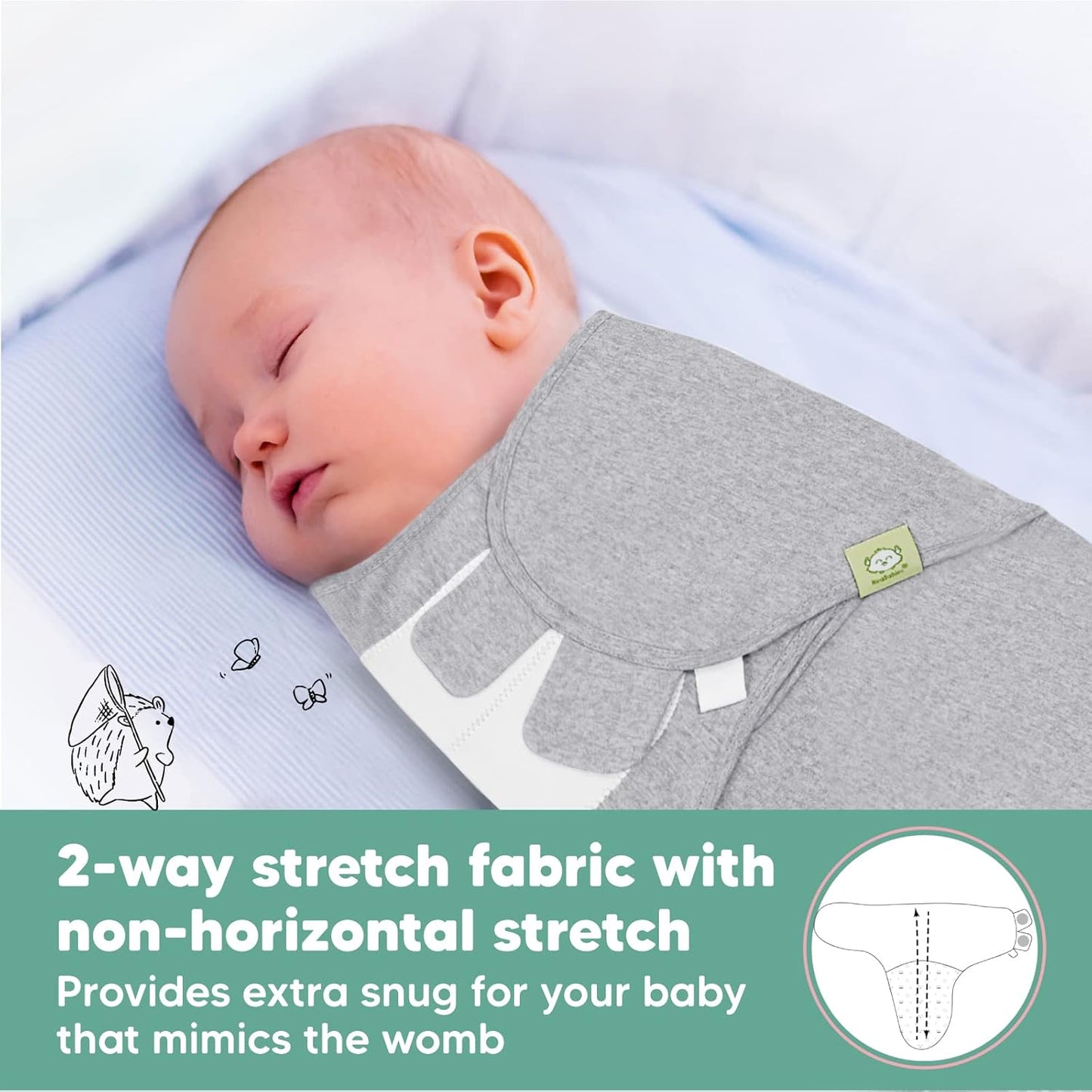 KeaBabies Organic Crib Sheets & Baby Swaddle Sleep Sacks - 2-Pack Crib Sheets & 3-Pack Swaddles - Neutral Colors