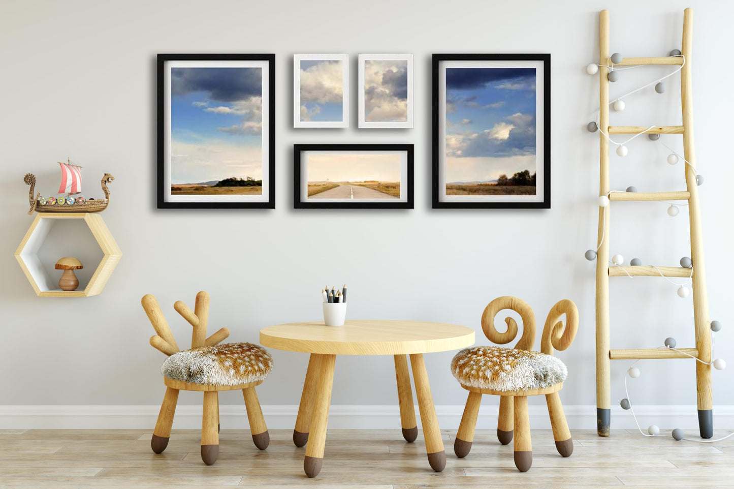 Picrit 12x12 Picture Frame Set of 7, Display 8 x 8 with Mat or 12 x 12 Without Mat, Photo Frames for Wall Mounting Display, Black.