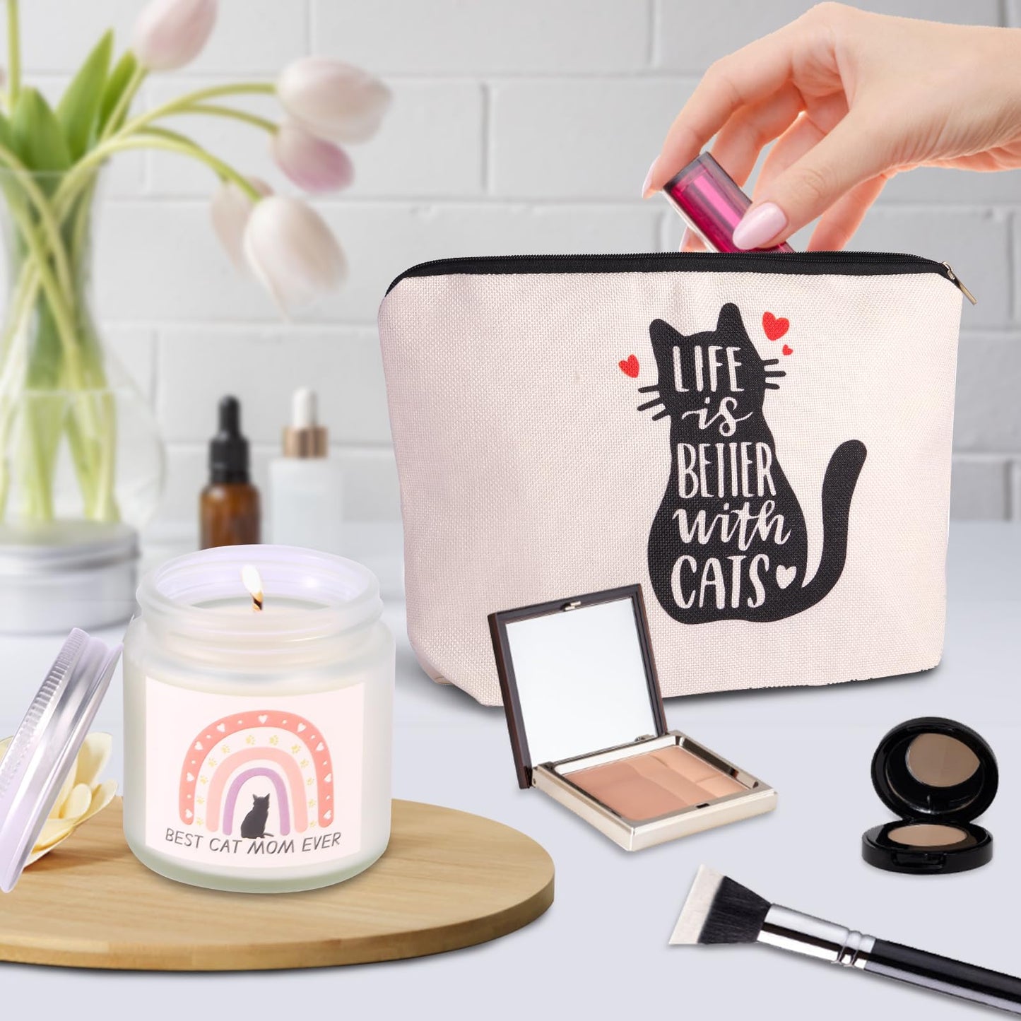 linsuiyyds Cat Lover Gifts For Women, Cat Mom Gift Box For Christmas, Mother's Day, Birthday, Cat Gifts For Cat Lovers, Cute Cat Themed Gifts For Crazy Cat Lady, Women, Daughters