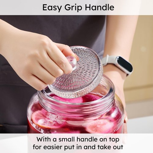 Jillmo Fermentation Weight for 3.8'' Opening Gallon Jars, Large and Heavy Glass Fermenting Weights for Making Sauerkraut, Kimchi, Carrots, 3.7inch, Pack of 2