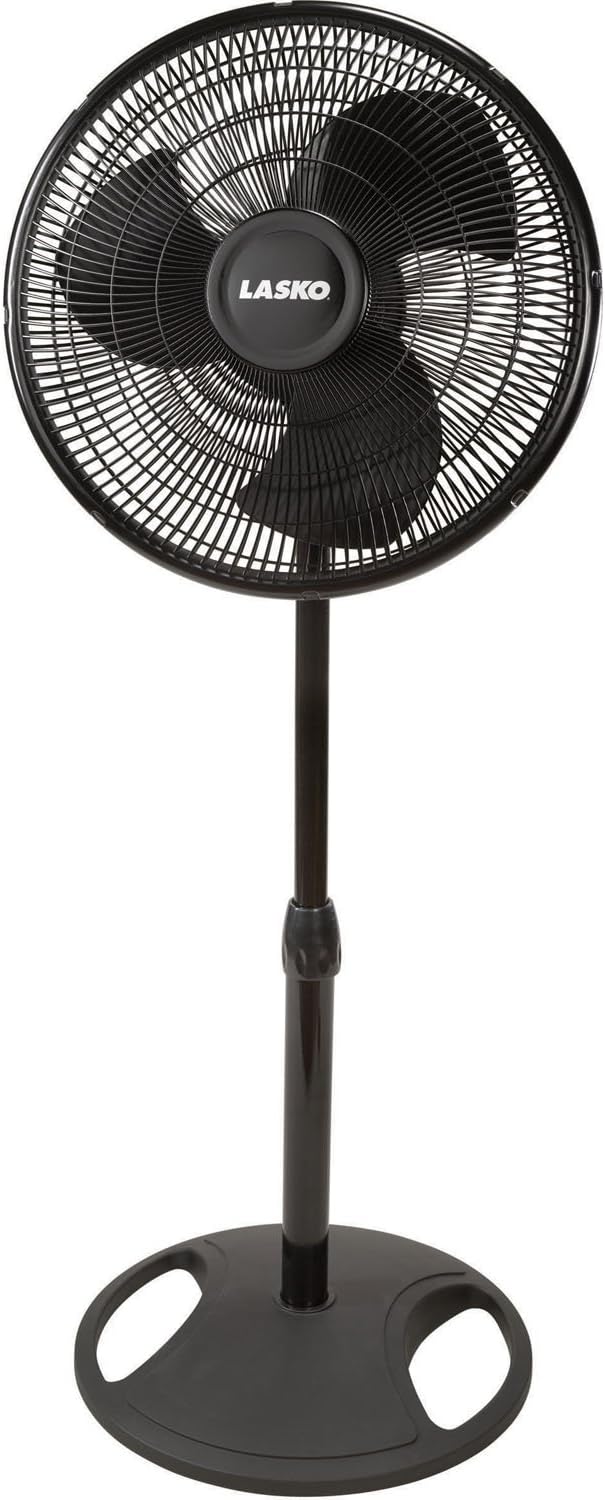 Lasko Elegance and Performance Pedestal Stand Fan, 3-Speeds, 90 Degree Oscillation, Adjustable Height, Timer, Remote for Indoor, Bedroom, Living Room, Home Office, Dorm Use, 18 Inch, White, 1850