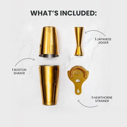 A Bar Above 4-Piece Cocktail Shaker Set for Professional & Home Bar – Premium Bar Kit Gifts Includes Strainer, Japanese Jigger & Boston Shaker Set