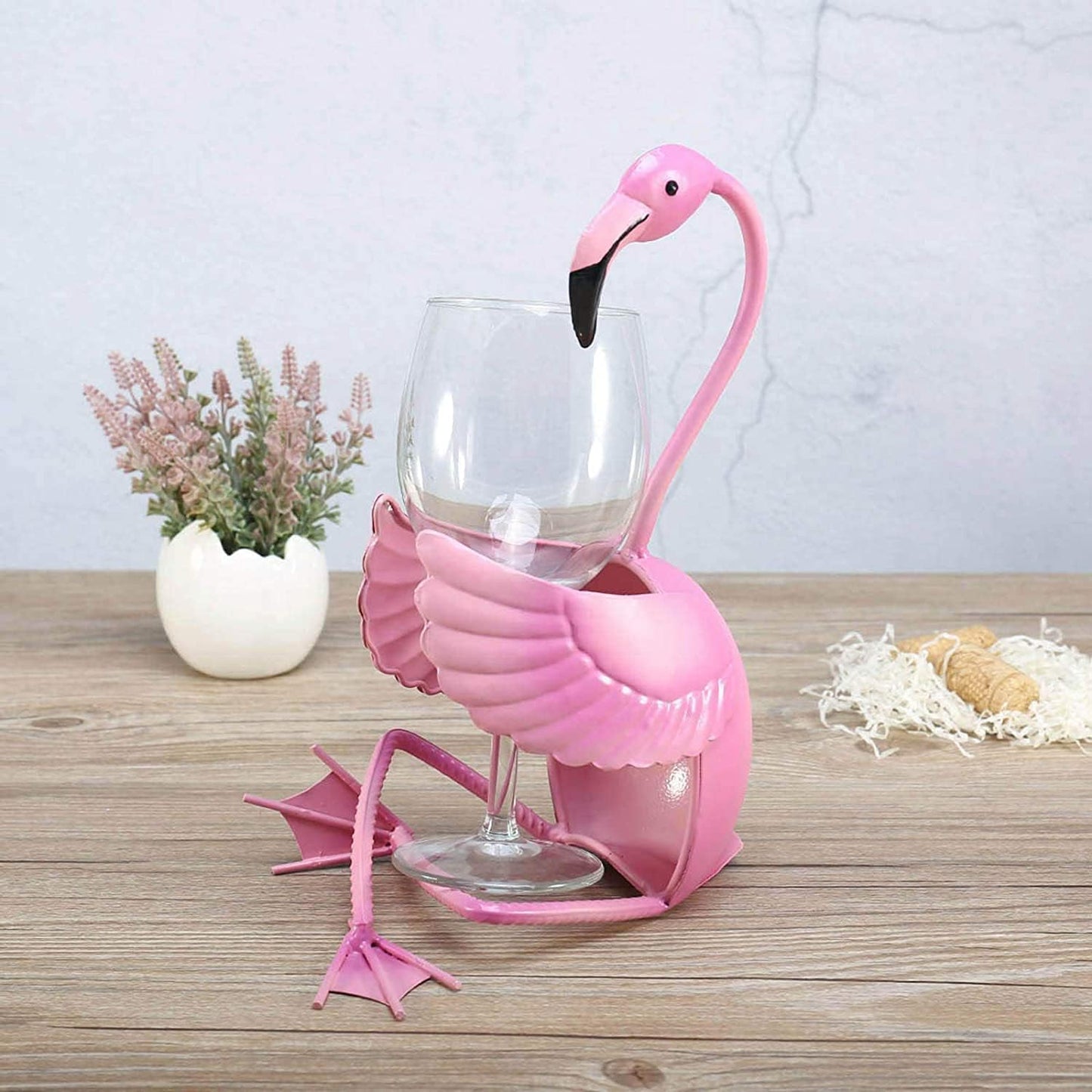 Flamingo Wine Holder - Metal Sculpture Wine Shelf for Home Decor & Crafts