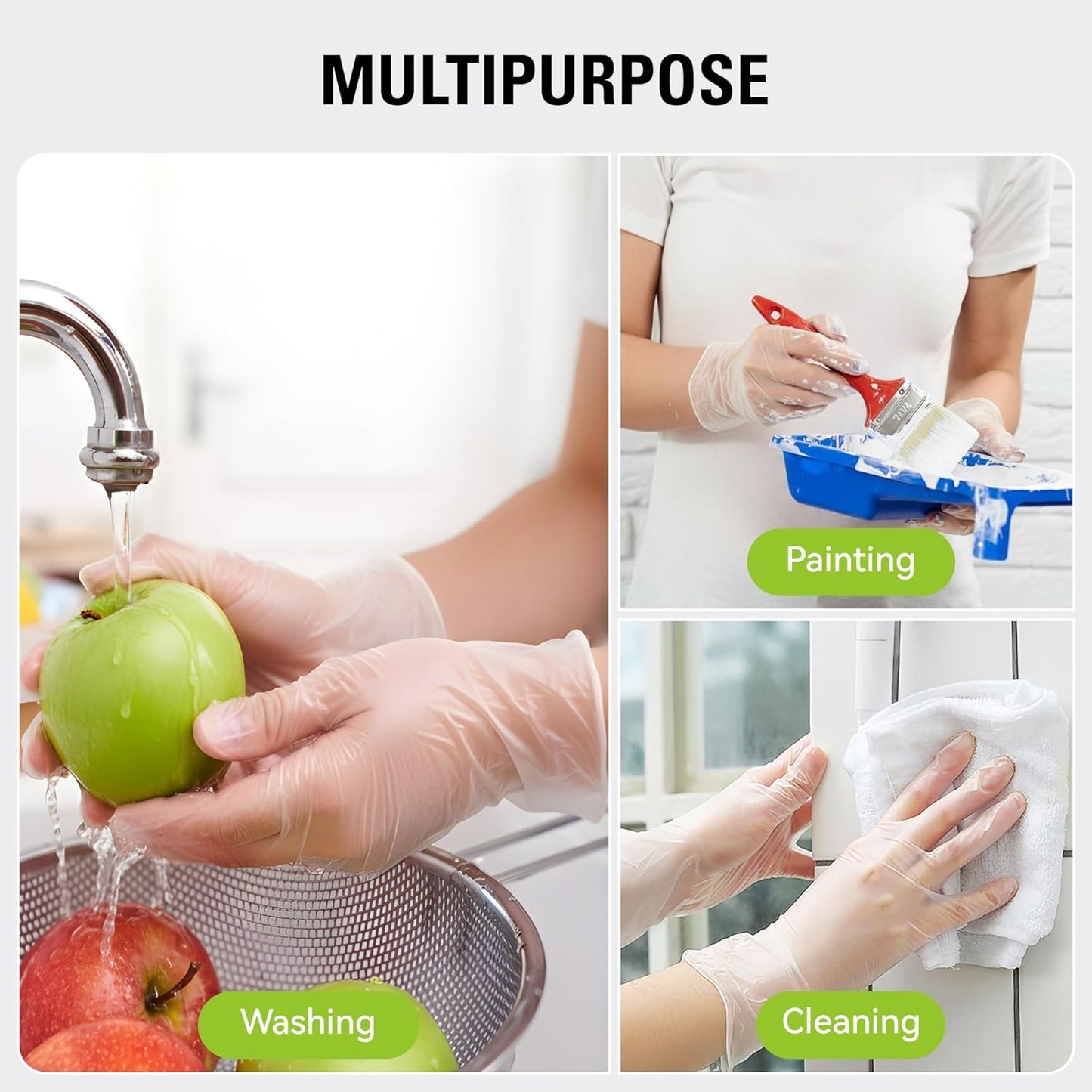 SWIFTLITE Disposable Vinyl Gloves - Food Safe, Latex-Free, Powder-Free Clear Cooking Gloves | 100 Count