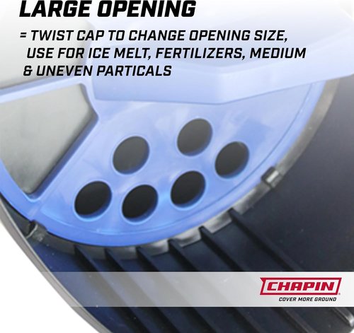 Chapin 8740A Hand Shaker Spreader - 64-Ounce Black Poly for Turf, Fertilizer & Grass Seed | Large Grip Handle