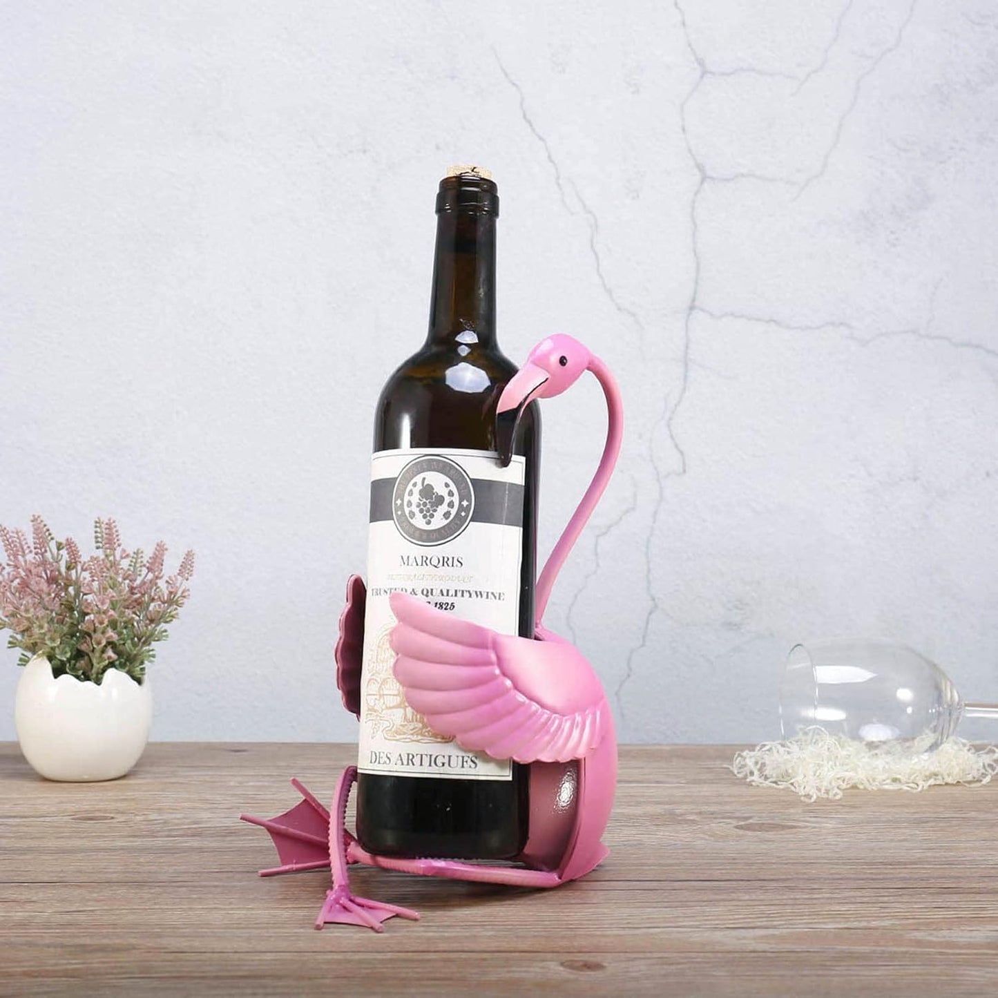 Flamingo Wine Holder - Metal Sculpture Wine Shelf for Home Decor & Crafts