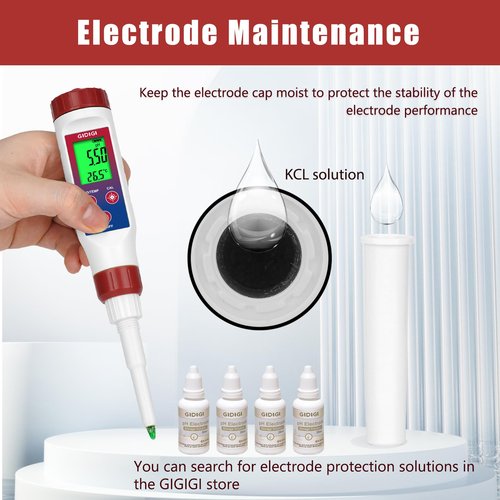 Food pH Meter Replacement Probe 2 in 1 pH Temperature Tester Spear Tip pH Sensor Easily Penetrate Solid and Semi-Solid Samples, Also Suitable for Water