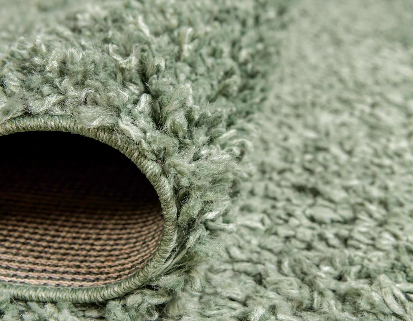 Unique Loom Davos Shag Collection Area Rug - Solid (5' 3" Square, Sage)